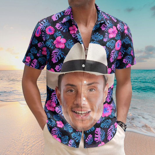 Custom Big Face Funny Photo Tropical Hawaii - Custom Photo Hawaiian Shirts