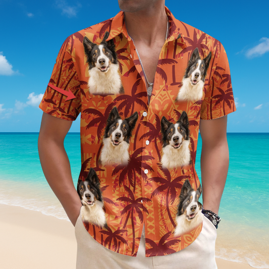 Custom Pet Funny Photo With Tropical Palm Trees - Custom Photo Hawaiian Shirts