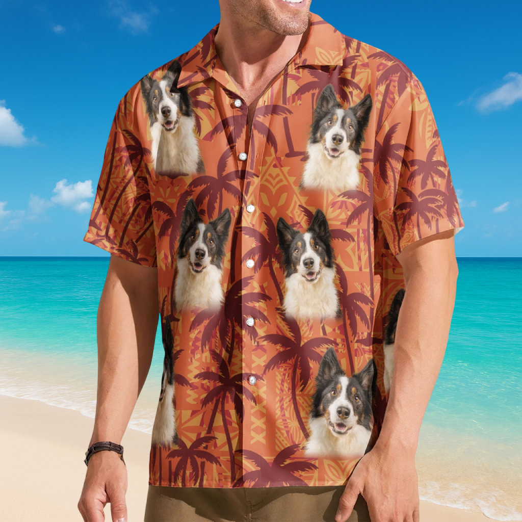 Custom Pet Funny Photo With Tropical Palm Trees - Custom Photo Hawaiian Shirts