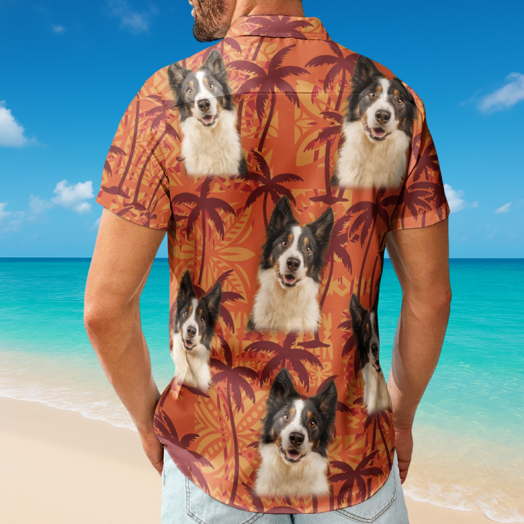 Custom Pet Funny Photo With Tropical Palm Trees - Custom Photo Hawaiian Shirts