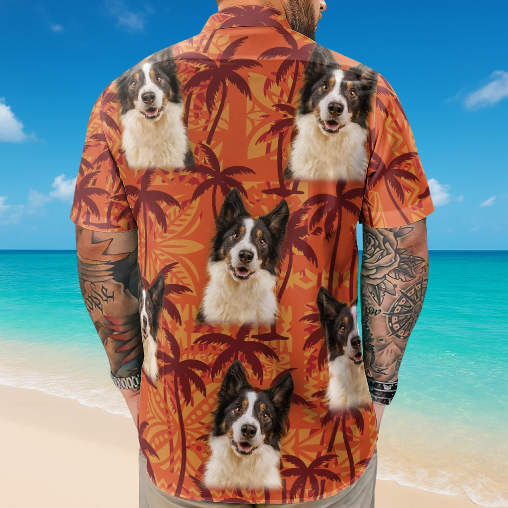 Custom Pet Funny Photo With Tropical Palm Trees - Custom Photo Hawaiian Shirts