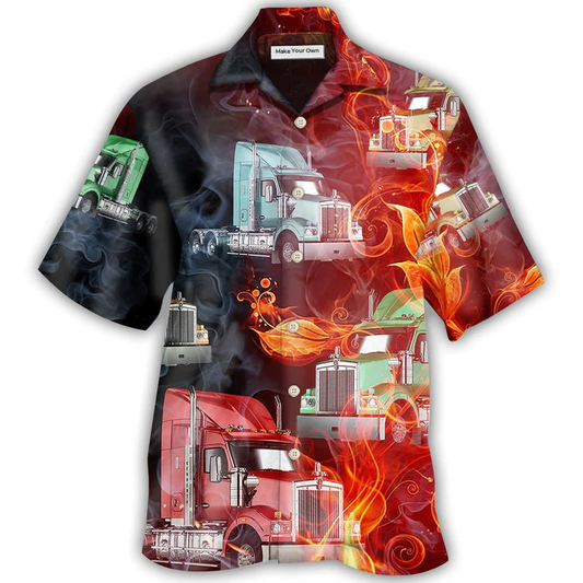 Hawaiian Shirt / Adults / S Truck Hot Racing Fire Style - Hawaiian Shirt - Reefox