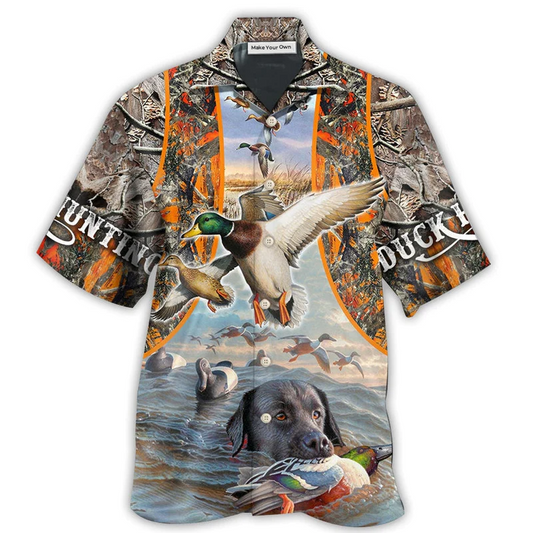 Hawaiian Shirt / Adults / S Hunting Duck Hunting Orange Style - Hawaiian Shirt - Reefox