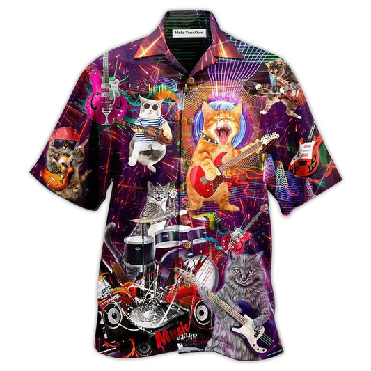 Hawaiian Shirt / Adults / S Cat Rocker Funny Style - Hawaiian Shirt - Reefox