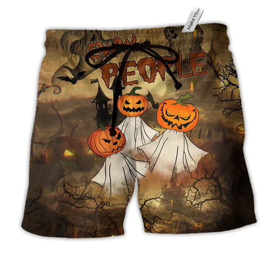 Beach Short / Adults / S Halloween Eww People Pumpkin Ghost - Beach Short Reefox - Owls Matrix LTD