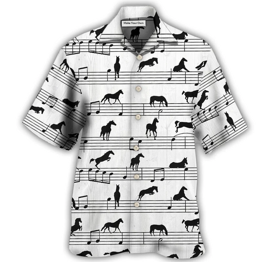 Hawaiian Shirt / Adults / S Horse Music Notes - Hawaiian Shirt - Reefox