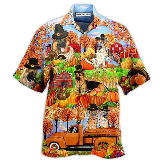 Hawaiian Shirt / Adults / S German Shepherd Dogs Love Autumn - Hawaiian Shirt - Reefox