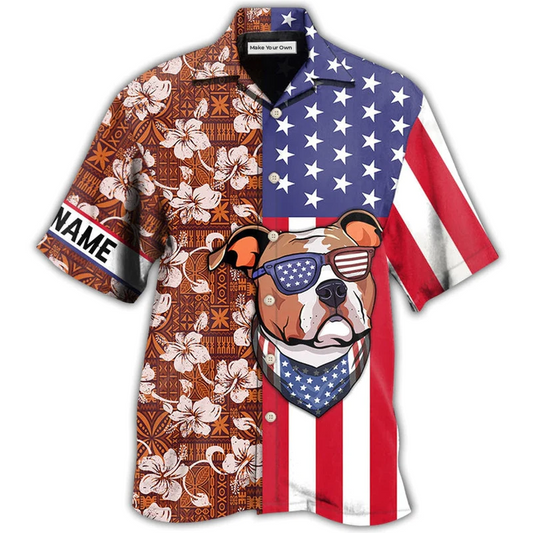 Hawaiian Shirt / Adults / S Staffordshire Bull Terrier Dog America Tropical Floral Personalized - Hawaiian Shirt - Reefox