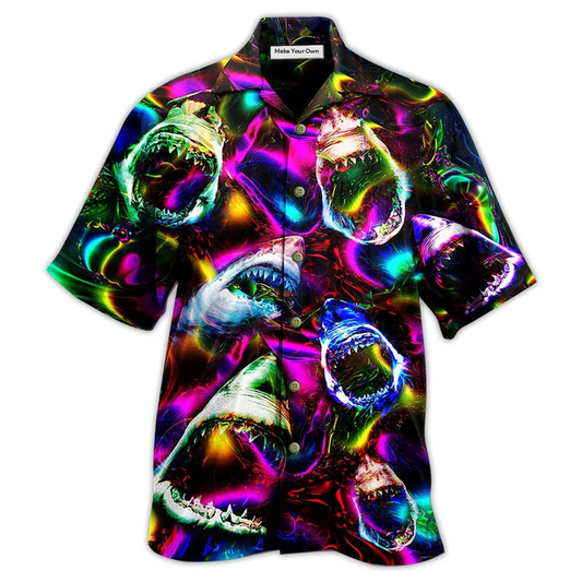 Hawaiian Shirt / Adults / S Shark Angry Loves Color - Hawaiian Shirt - Reefox