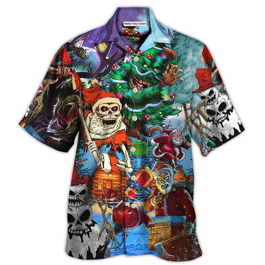 Skull And Christmas Scary Style - Hawaiian Shirt - Reefox