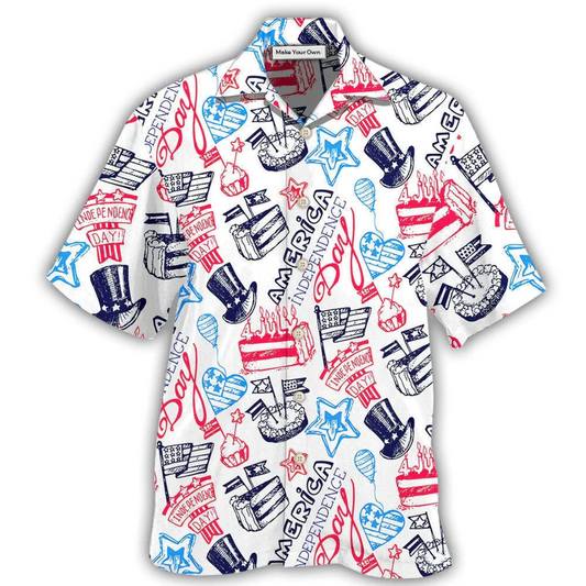 Hawaiian Shirt / Adults / S America Independence Day Art Style - Hawaiian Shirt - Reefox