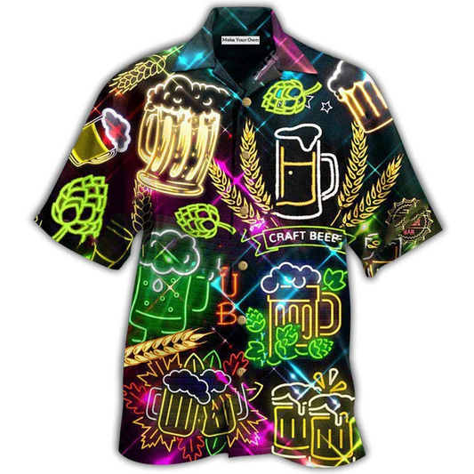 Hawaiian Shirt / Adults / S Beer It's Beer O'clock Neon Style - Hawaiian Shirt - Reefox
