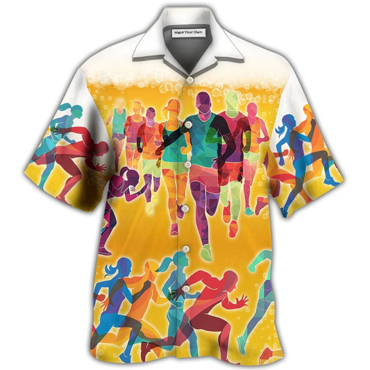 Hawaiian Shirt / Adults / S Beer I Like Beer And Running - Hawaiian Shirt - Reefox
