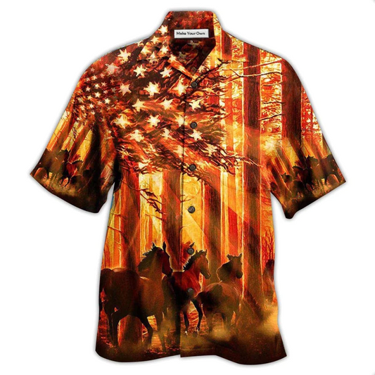 Hawaiian Shirt / Adults / S Horse Born To Ride - Hawaiian Shirt - Reefox
