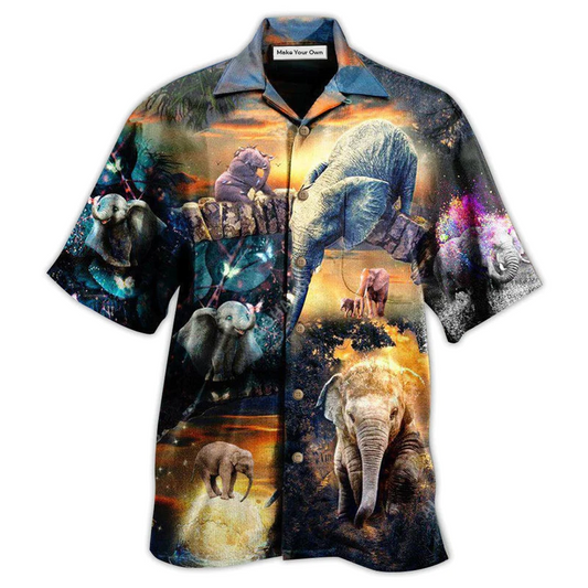 Hawaiian Shirt / Adults / S Elephant All Good Things Are Wild And Free Elephant - Hawaiian Shirt - Reefox