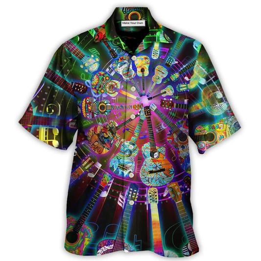 Hawaiian Shirt / Adults / S Hippie Funny Guitar Music Colorful - Hawaiian Shirt - Reefox