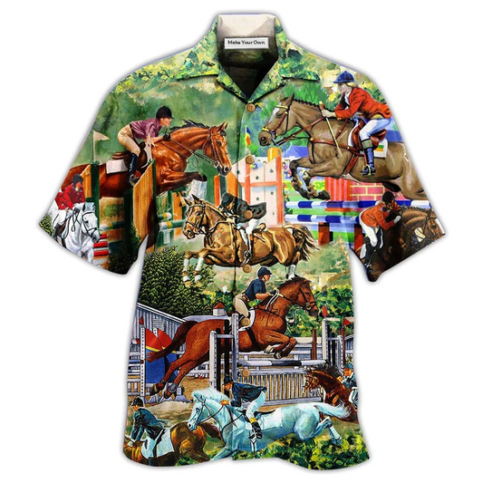 Hawaiian Shirt / Adults / S Horse And Human Funny - Hawaiian Shirt - Reefox