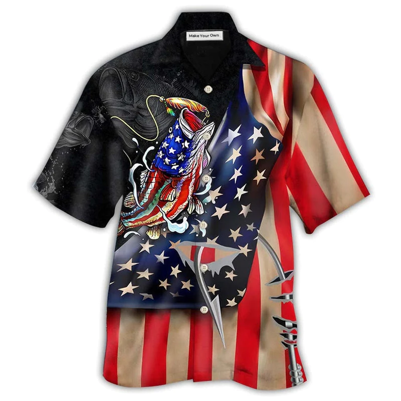 Hawaiian Shirt / Adults / S Fishing Bass Fishing America Cool Style - Hawaiian Shirt - Reefox