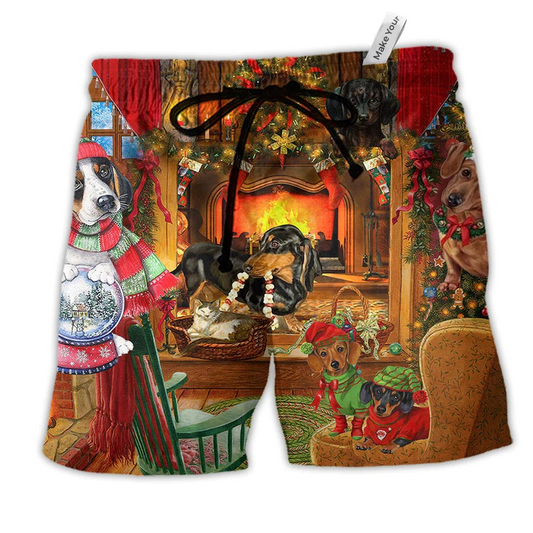 Beach Short / Adults / S Dog Love Home Love Christmas - Beach Short Reefox - Owls Matrix LTD