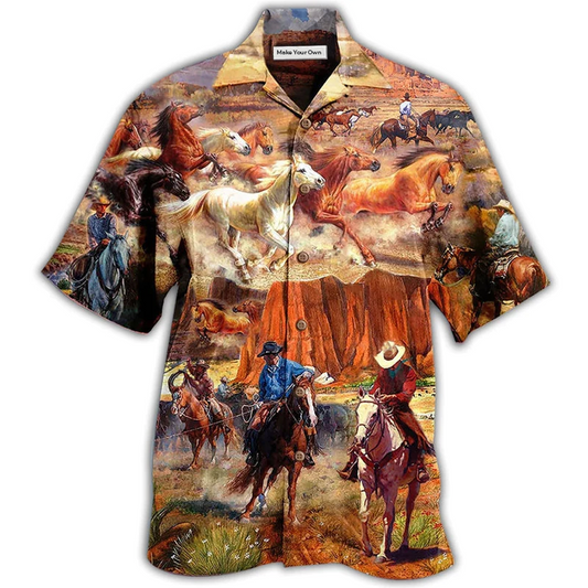 Hawaiian Shirt / Adults / S Cowboy Freedom Love Life Strong Cool - Hawaiian Shirt - Reefox
