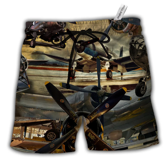 Beach Short / Adults / S Aircraft The Sky Is Calling - Beach Short Reefox - Owls Matrix LTD