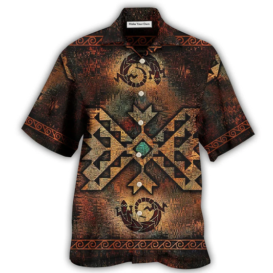 Hawaiian Shirt / Adults / S Native Style Love Peace Old Pattern - Hawaiian Shirt - Reefox