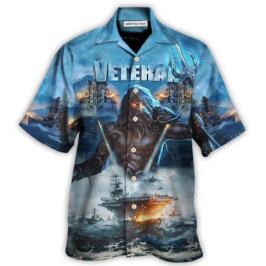 Hawaiian Shirt / Adults / S Veteran And Ocean With Fierce Cool - Hawaiian Shirt - Reefox