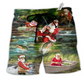 Beach Short / Adults / S Christmas Merry Fishmasand A Happy New Reel - Beach Short Reefox - Owls Matrix LTD