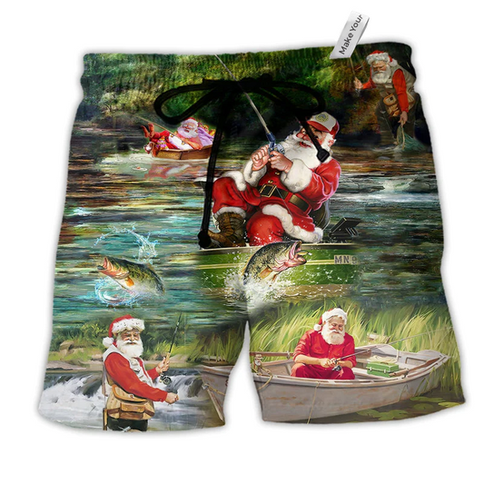 Beach Short / Adults / S Christmas Merry Fishmasand A Happy New Reel - Beach Short Reefox - Owls Matrix LTD