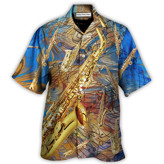 Hawaiian Shirt / Adults / S Saxophone Music See The Sound - Hawaiian Shirt - Reefox