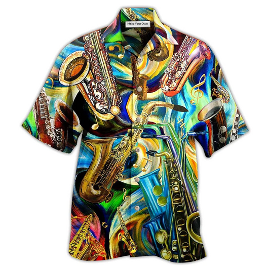 Hawaiian Shirt / Adults / S Saxophone Music Saxophone Is My Second Language - Hawaiian Shirt - Reefox