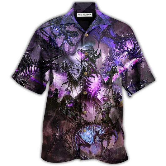Hawaiian Shirt / Adults / S Dragon Purple Skull Love Life - Hawaiian Shirt - Reefox