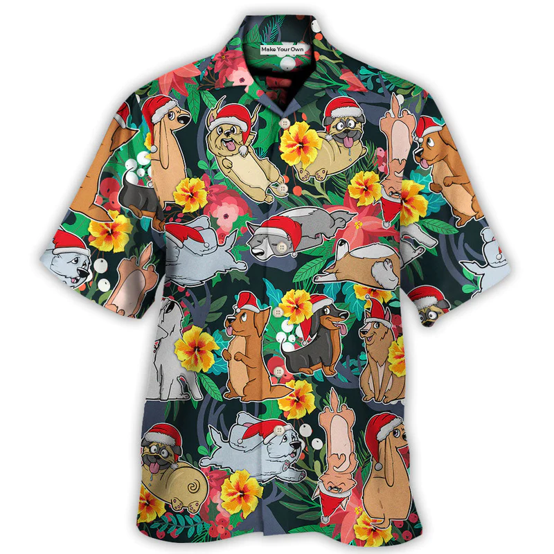 Hawaiian Shirt / Adults / S Christmas Dog Santa Merry Xmas - Hawaiian Shirt - Reefox