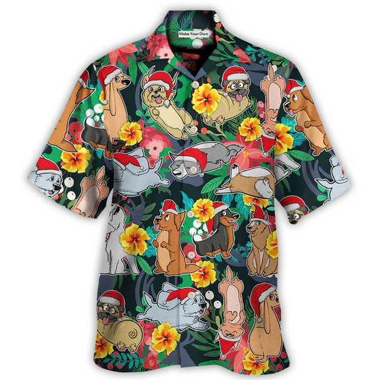 Hawaiian Shirt / Adults / S Christmas Dog Santa Merry Xmas - Hawaiian Shirt - Reefox