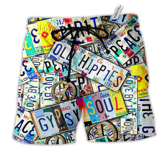 Beach Short / Adults / S Hippie Spirit Peace Old Hippies - Beach Short Reefox - Owls Matrix LTD