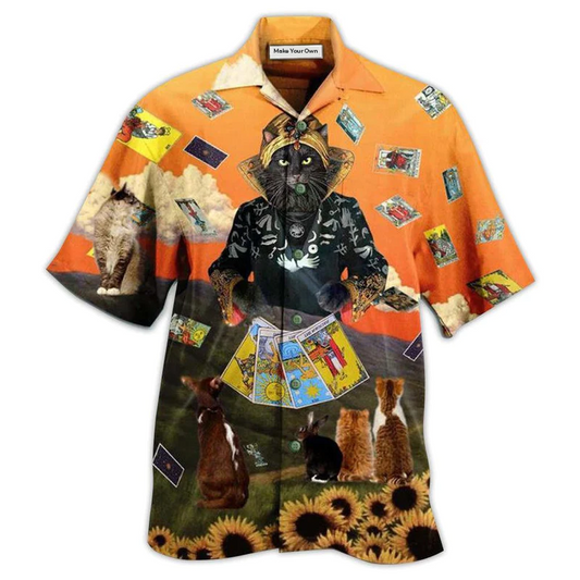Hawaiian Shirt / Adults / S Cat And Tarot Style - Hawaiian Shirt - Reefox