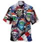 Hawaiian Shirt / Adults / S Skull Christmas US Flag Skeleton Art - Hawaiian Shirt - Reefox