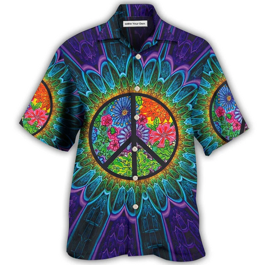 Hawaiian Shirt / Adults / S Hippie Sign Style Lover Hippie - Hawaiian Shirt - Reefox