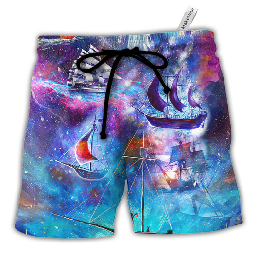 Sailing Boat On The Ocean Universe - Beach Short Reefox