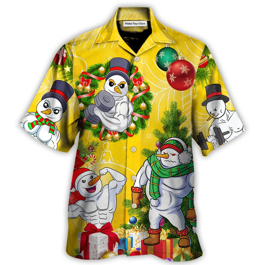 Christmas Frosty The Swoleman Snowman Workout Funny - Hawaiian Shirt - Reefox