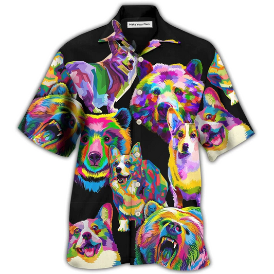 Hawaiian Shirt / Adults / S Corgi Dog I Like Dogs And Bears - Hawaiian Shirt - Reefox