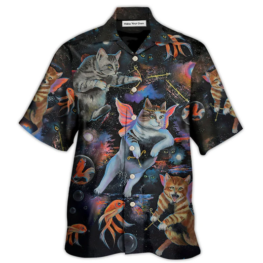 Hawaiian Shirt / Adults / S Cat Cupid With Goldfish on Heaven - Hawaiian Shirt - Reefox