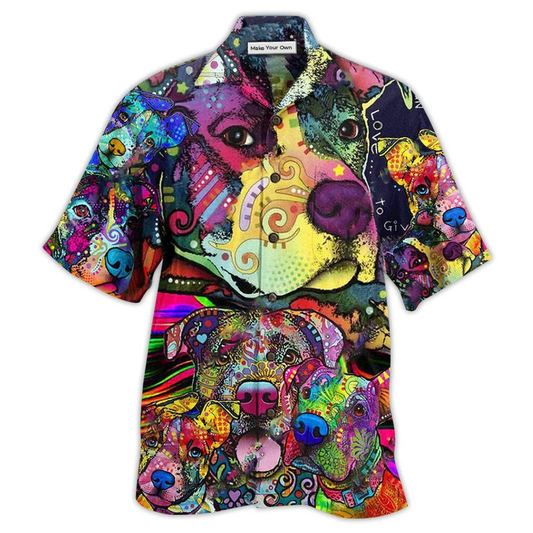 Hawaiian Shirt / Adults / S Pitbull Parents Colorful Painting - Hawaiian Shirt - Reefox