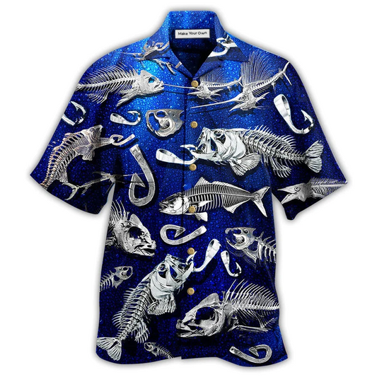 Hawaiian Shirt / Adults / S Fishing Fishbone Blue Style - Hawaiian Shirt - Reefox
