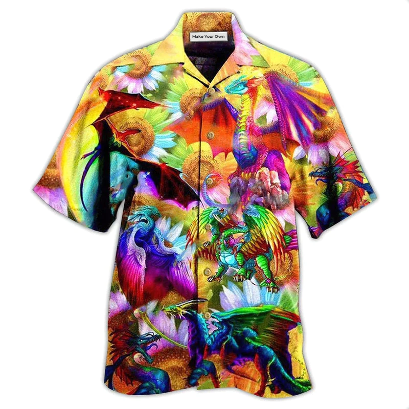 Hawaiian Shirt / Adults / S LGBT Dragon Keep Calm And Pride On - Hawaiian Shirt - Reefox