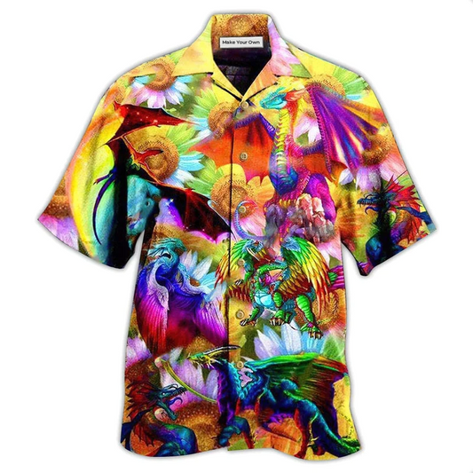 Hawaiian Shirt / Adults / S LGBT Dragon Keep Calm And Pride On - Hawaiian Shirt - Reefox