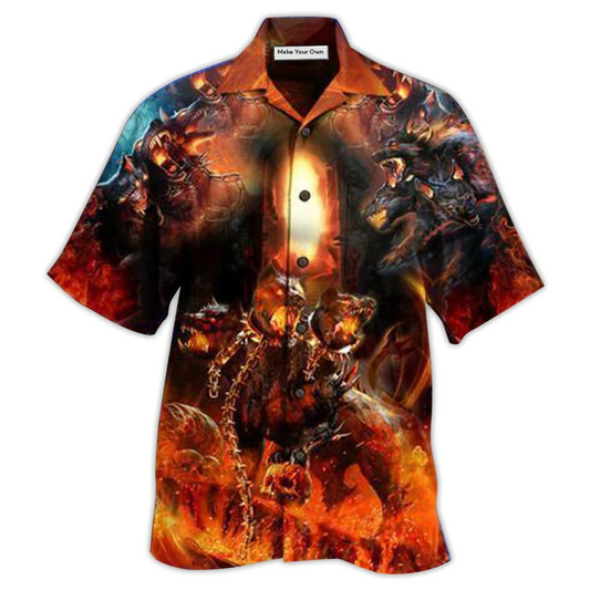 Hawaiian Shirt / Adults / S Viking Dog Amazing Cerberus Greek Mythology Style - Hawaiian Shirt - Reefox