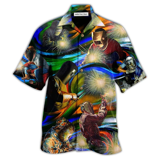 Hawaiian Shirt / Adults / S Welder Yes I Know I Am On Fire, Let Me Finish This Weld - Hawaiian Shirt - Reefox
