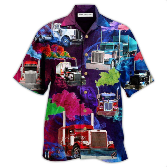 Truck You Can Smoke Here Truck Drivers With Colorful Smoke - Hawaiian Shirt