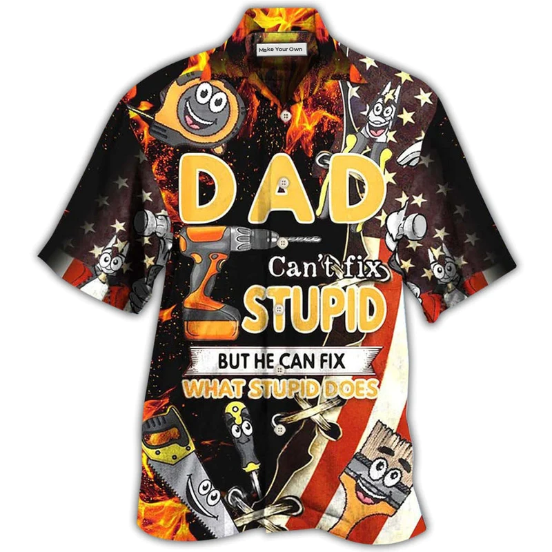 Hawaiian Shirt / Adults / S Mechanic Family Dad Can't Fix Stupid But He Can Fix What Stupid Does - Hawaiian Shirt - Reefox